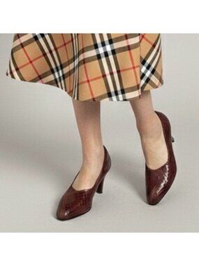 Vintage 80s Wine Red Almond Toe Leather Heels - 7.5 - 8